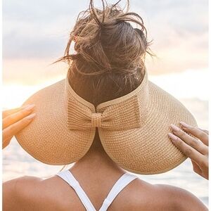 🆕️👒Khaki Bow-Accent Foldable SunVisor👒